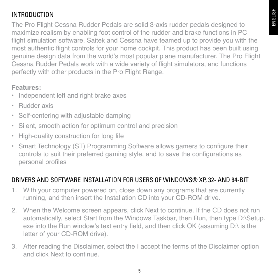TRITTON Cessna Rudder Pedals Pro Flight User Manual | Page 5 / 48