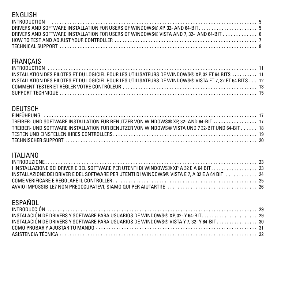 English, Français, Deutsch | Italiano, Español | TRITTON Cessna Trim Wheel Pro Flight User Manual | Page 3 / 36