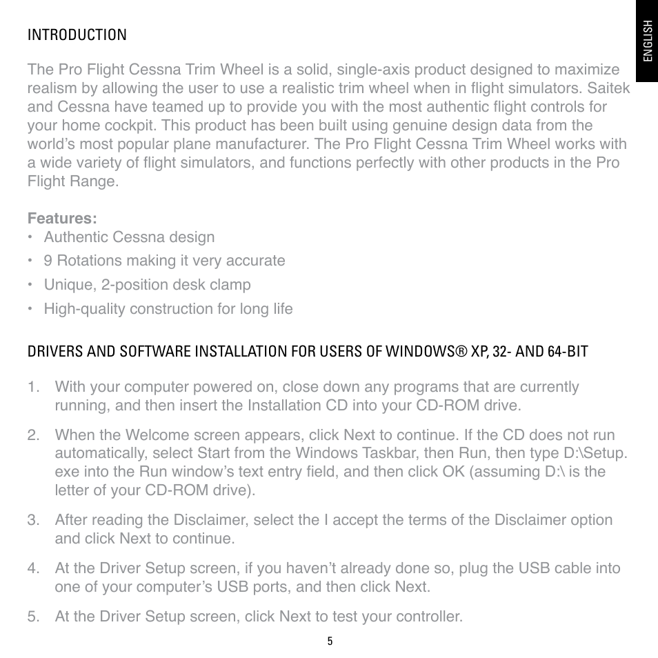 TRITTON Cessna Trim Wheel Pro Flight User Manual | Page 5 / 36