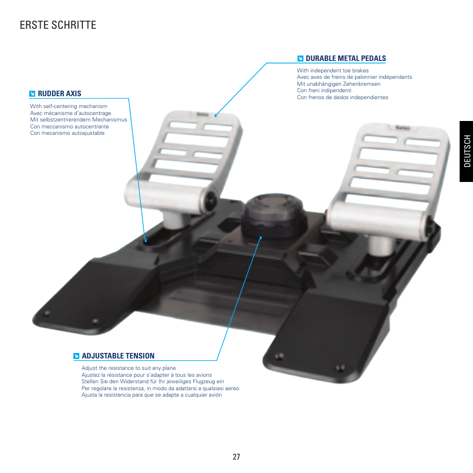 Erste schritte | TRITTON Combat Rudder Pedals Pro Flight User Manual | Page 27 / 64