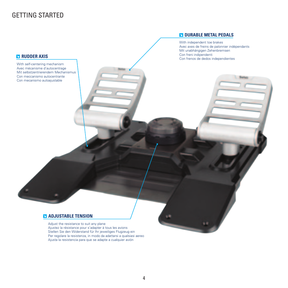 Getting started | TRITTON Combat Rudder Pedals Pro Flight User Manual | Page 4 / 64