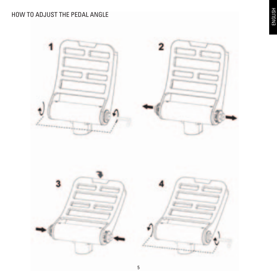 How to adjust the pedal angle | TRITTON Combat Rudder Pedals Pro Flight User Manual | Page 5 / 64