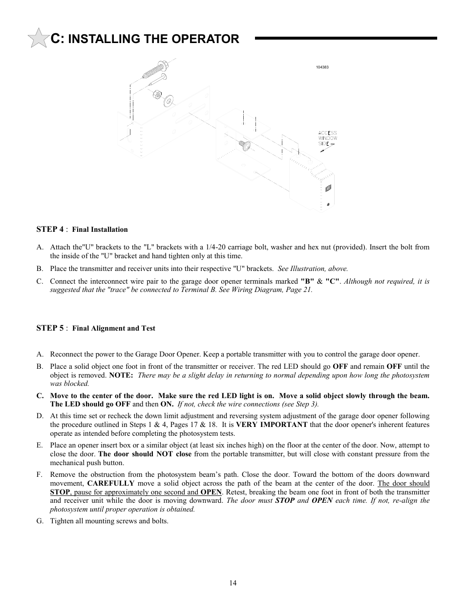 Installing the operator | Allstar Products Group 3500 User Manual | Page 14 / 24