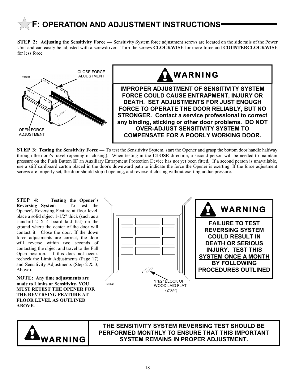 Operation and adjustment instructions | Allstar Products Group 3500 User Manual | Page 18 / 24