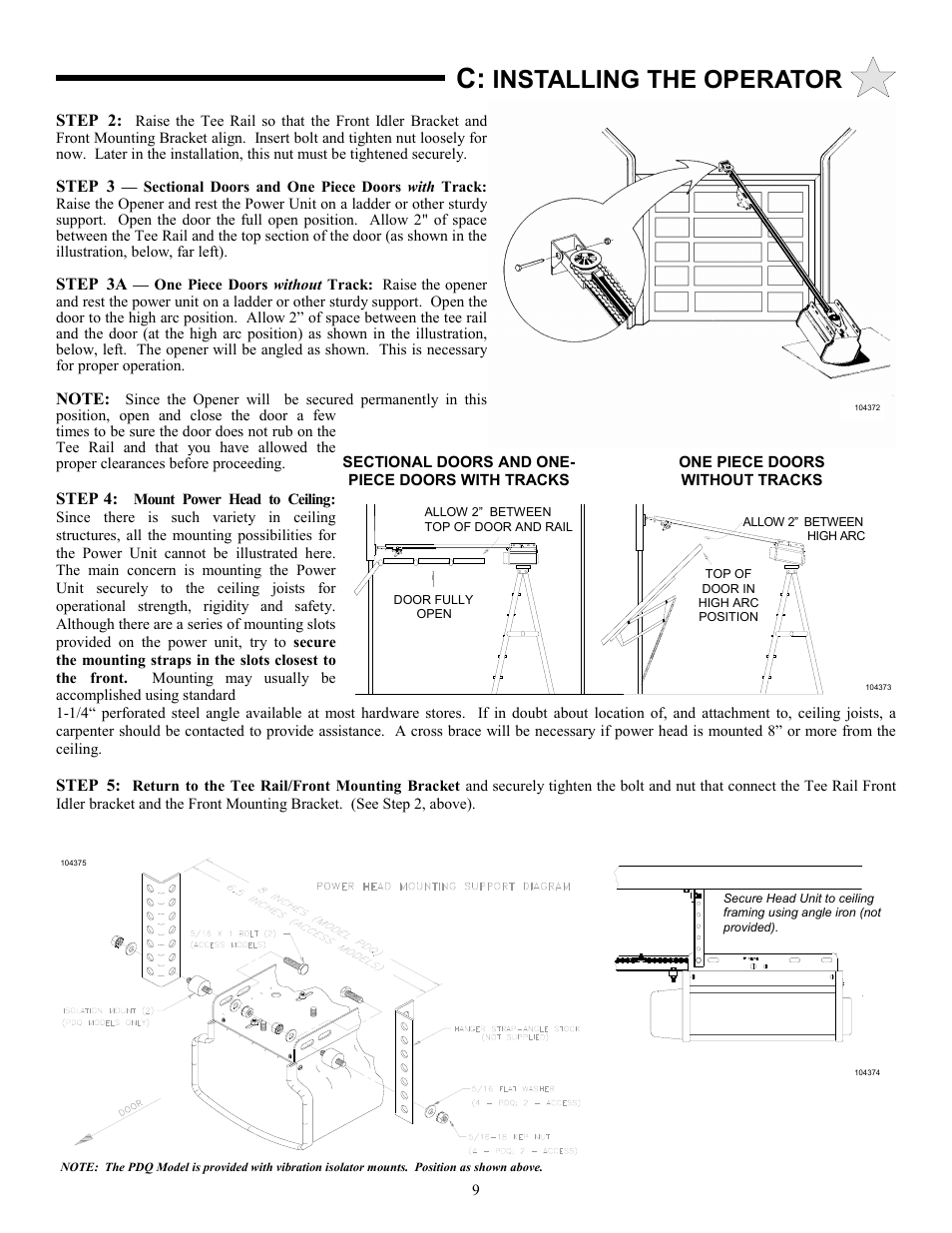 Installing the operator | Allstar Products Group 3500 User Manual | Page 9 / 24