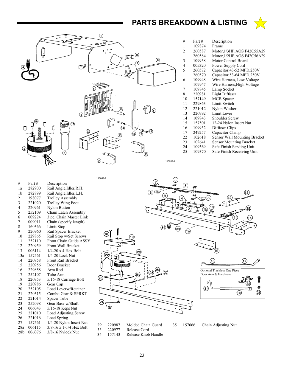 Parts breakdown & listing | Allstar Products Group CHALLENGER AC9300 User Manual | Page 23 / 24