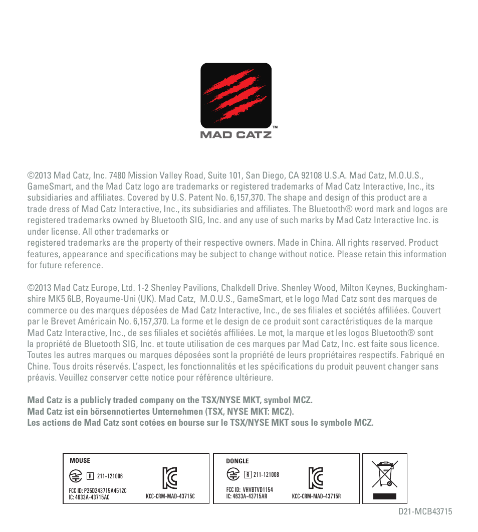 TRITTON M.O.U.S 9 User Manual | Page 44 / 44