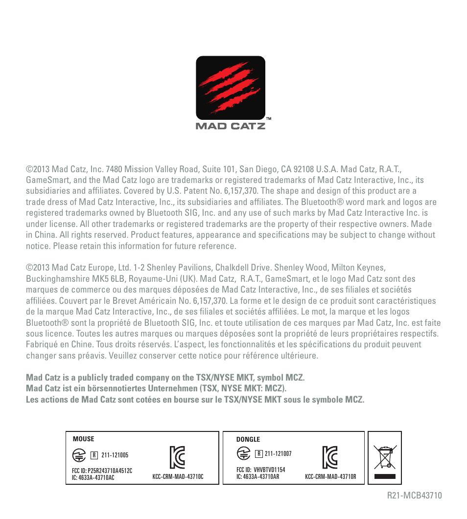 TRITTON R.A.T. M User Manual | Page 44 / 44