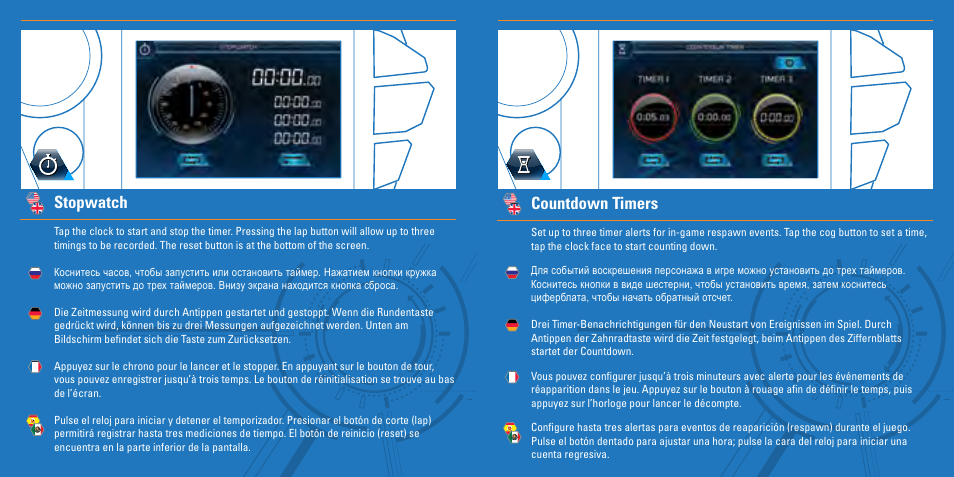 Stopwatch, Countdown timers | TRITTON S.T.R.I.K.E. 7 User Manual | Page 12 / 17