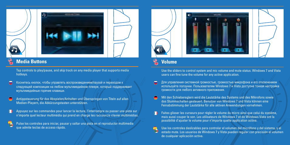 Media buttons, Volume | TRITTON S.T.R.I.K.E. 7 User Manual | Page 13 / 17