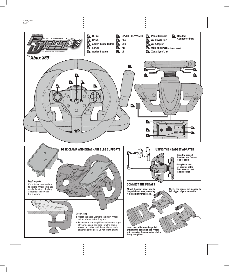 TRITTON Wireless Force Feedback Wheel for Xbox 360 User Manual | 2 pages