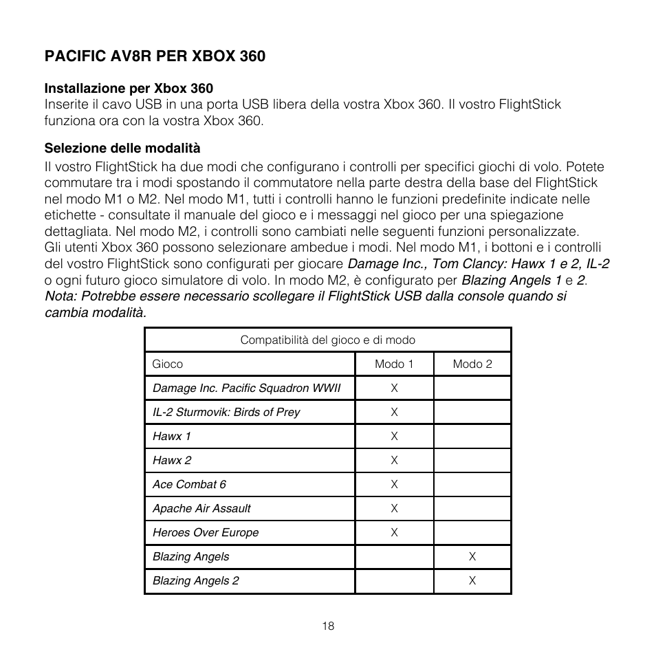 Pacific av8r per xbox 360 | TRITTON AV8R FlightStick for Xbox 360 User Manual | Page 18 / 28