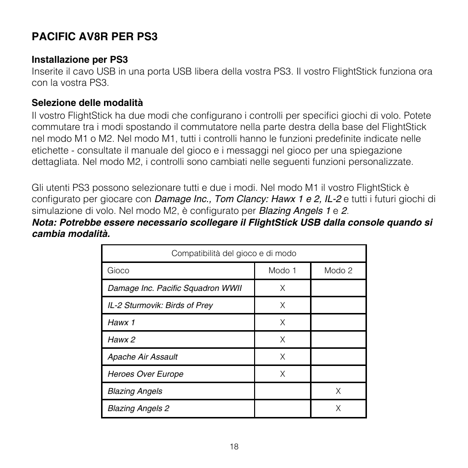 Pacific av8r per ps3 | TRITTON AV8R FlightStick for PS3 User Manual | Page 18 / 28
