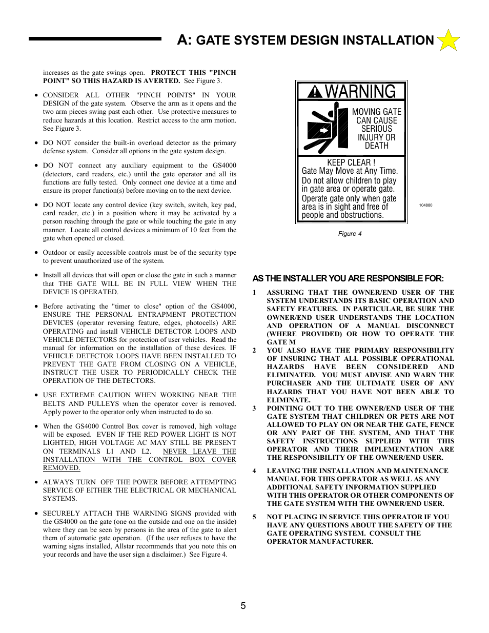 Gate system design installation | Allstar Products Group ANSI/UL 325 User Manual | Page 5 / 28