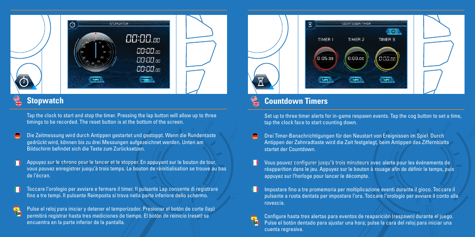 Stopwatch, Countdown timers | Cyborg S.T.R.I.KE.7 Keyboard User Manual | Page 12 / 17