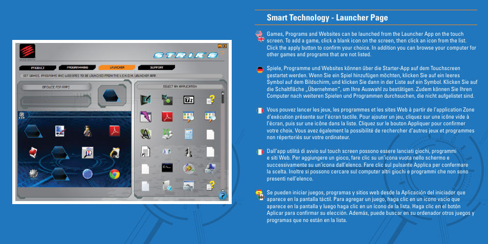 Smart technology - launcher page | Cyborg S.T.R.I.KE.7 Keyboard User Manual | Page 5 / 17