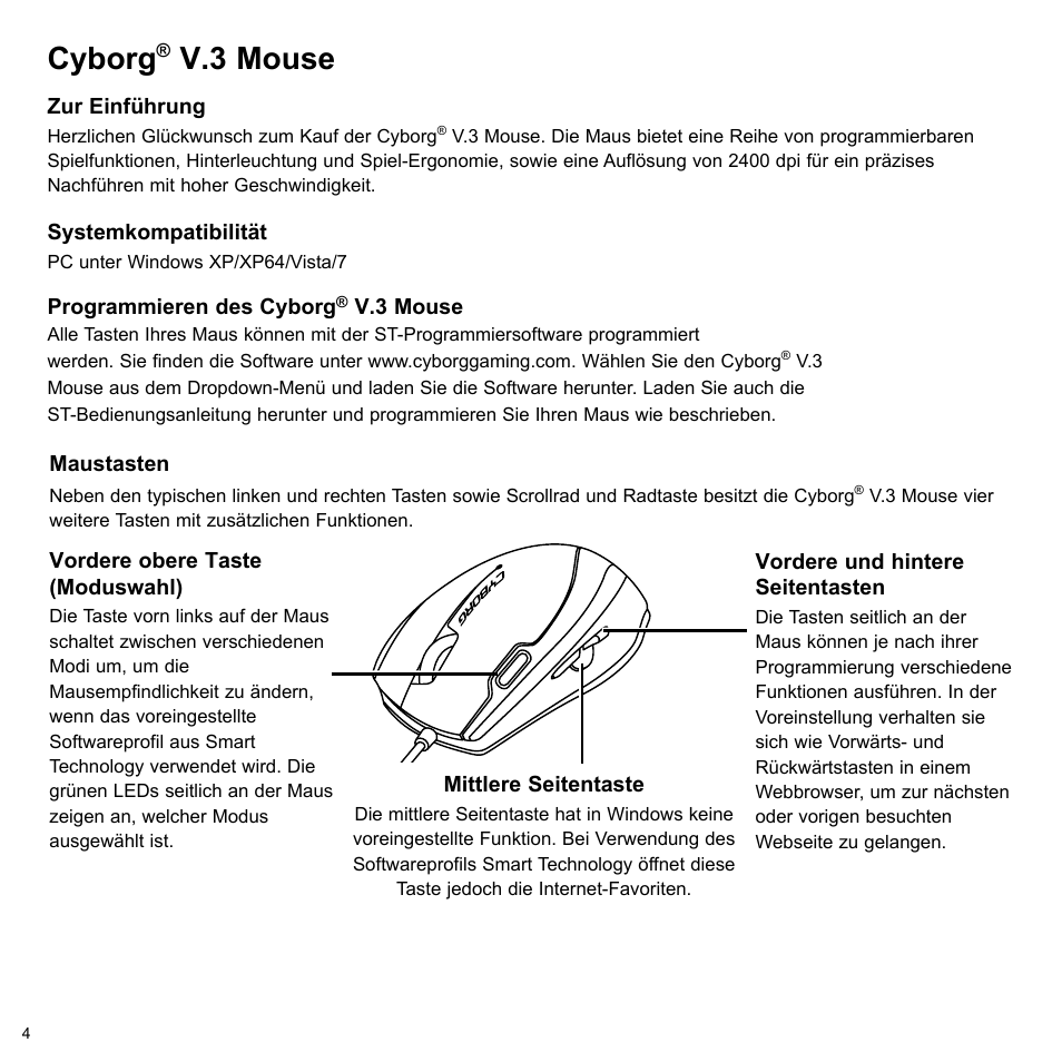 Cyborg, V.3 mouse | Cyborg V.3 Mouse User Manual | Page 4 / 8