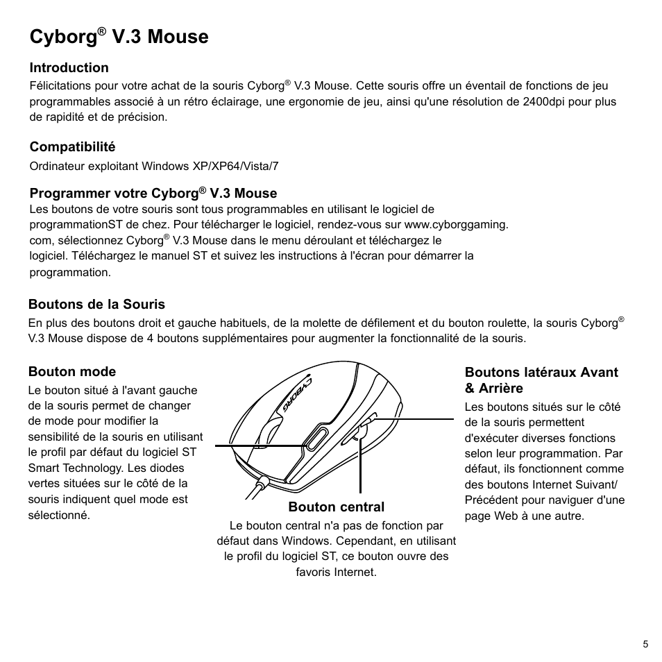 Cyborg, V.3 mouse | Cyborg V.3 Mouse User Manual | Page 5 / 8