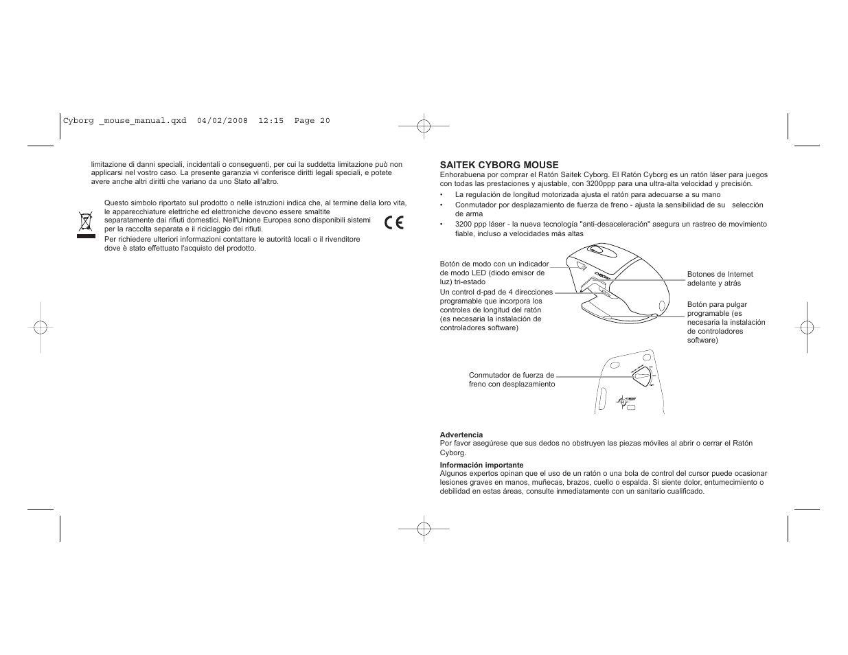 Saitek Cyborg Mouse User Manual | Page 11 / 15