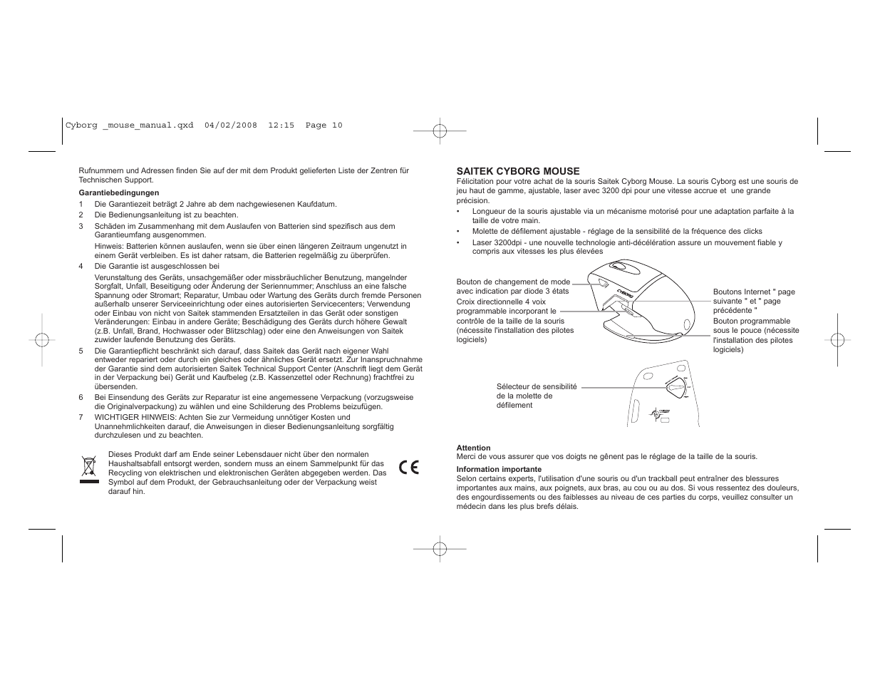 Saitek Cyborg Mouse User Manual | Page 6 / 15