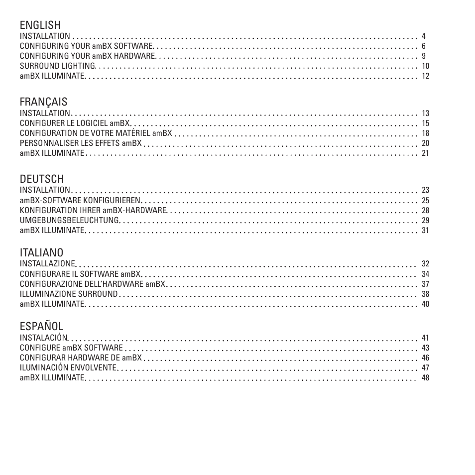 English, Français, Deutsch | Italiano, Español | Cyborg Gaming Lights for PC User Manual | Page 3 / 52