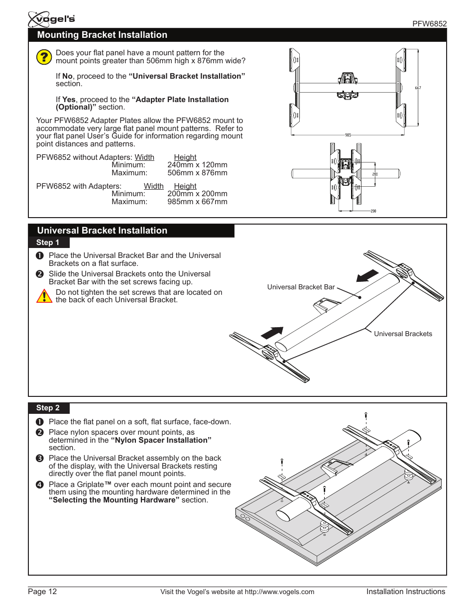 Vogels PFW 6852 User Manual | Page 12 / 17