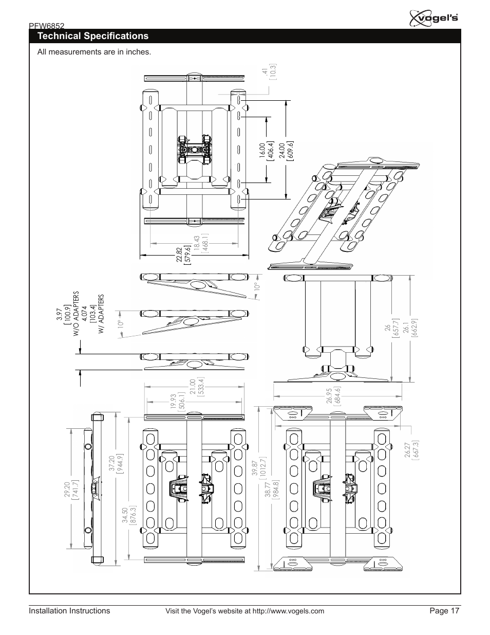 Technical specifications | Vogels PFW 6852 User Manual | Page 17 / 17