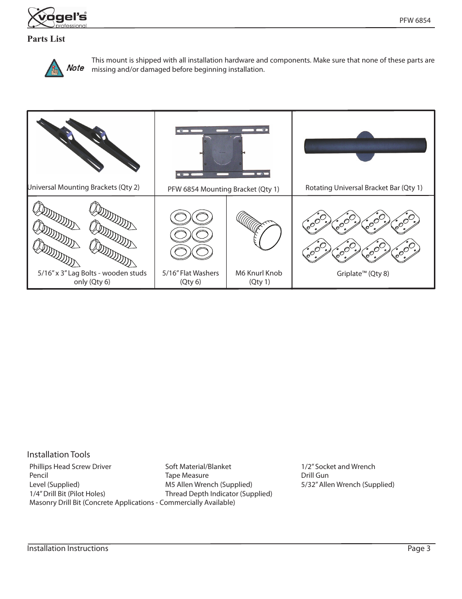 Vogels PFW 6854 User Manual | Page 3 / 10