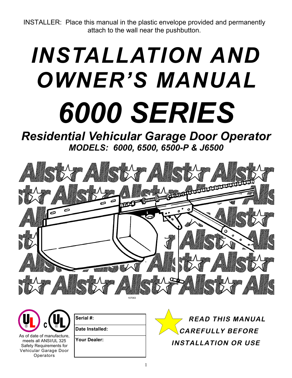 Allstar Products Group J6500 User Manual | 24 pages