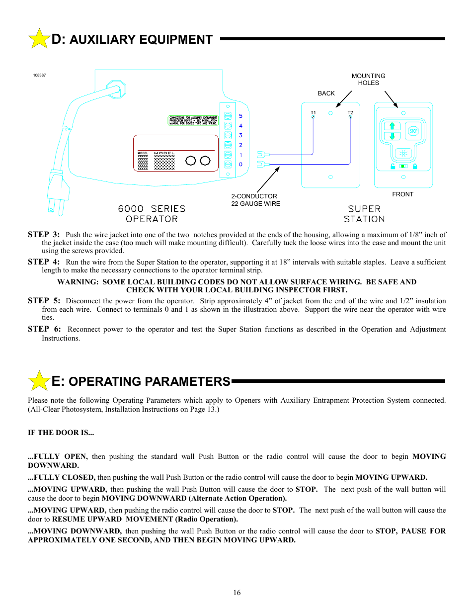 Auxiliary equipment, Operating parameters | Allstar Products Group J6500 User Manual | Page 16 / 24