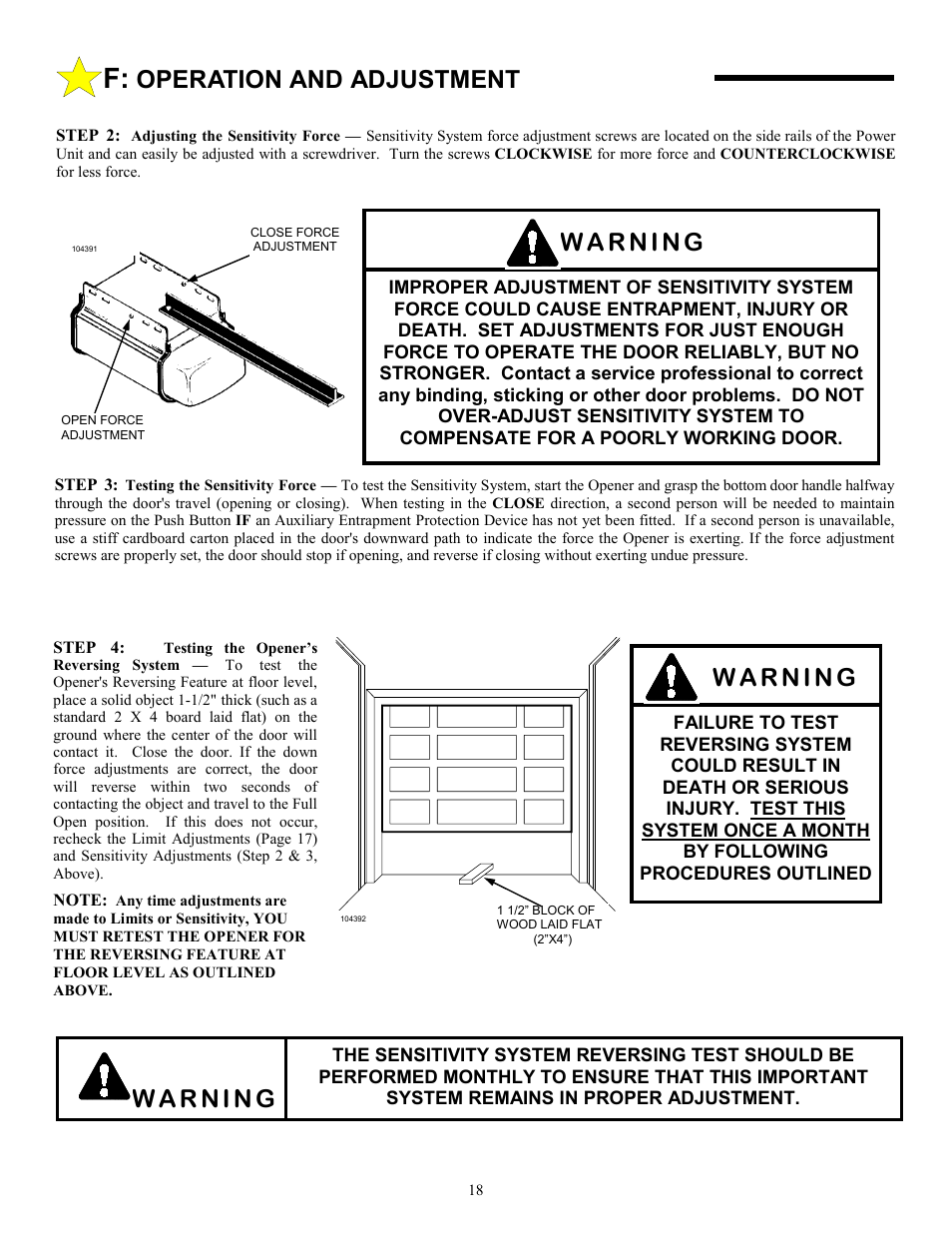 Operation and adjustment | Allstar Products Group J6500 User Manual | Page 18 / 24