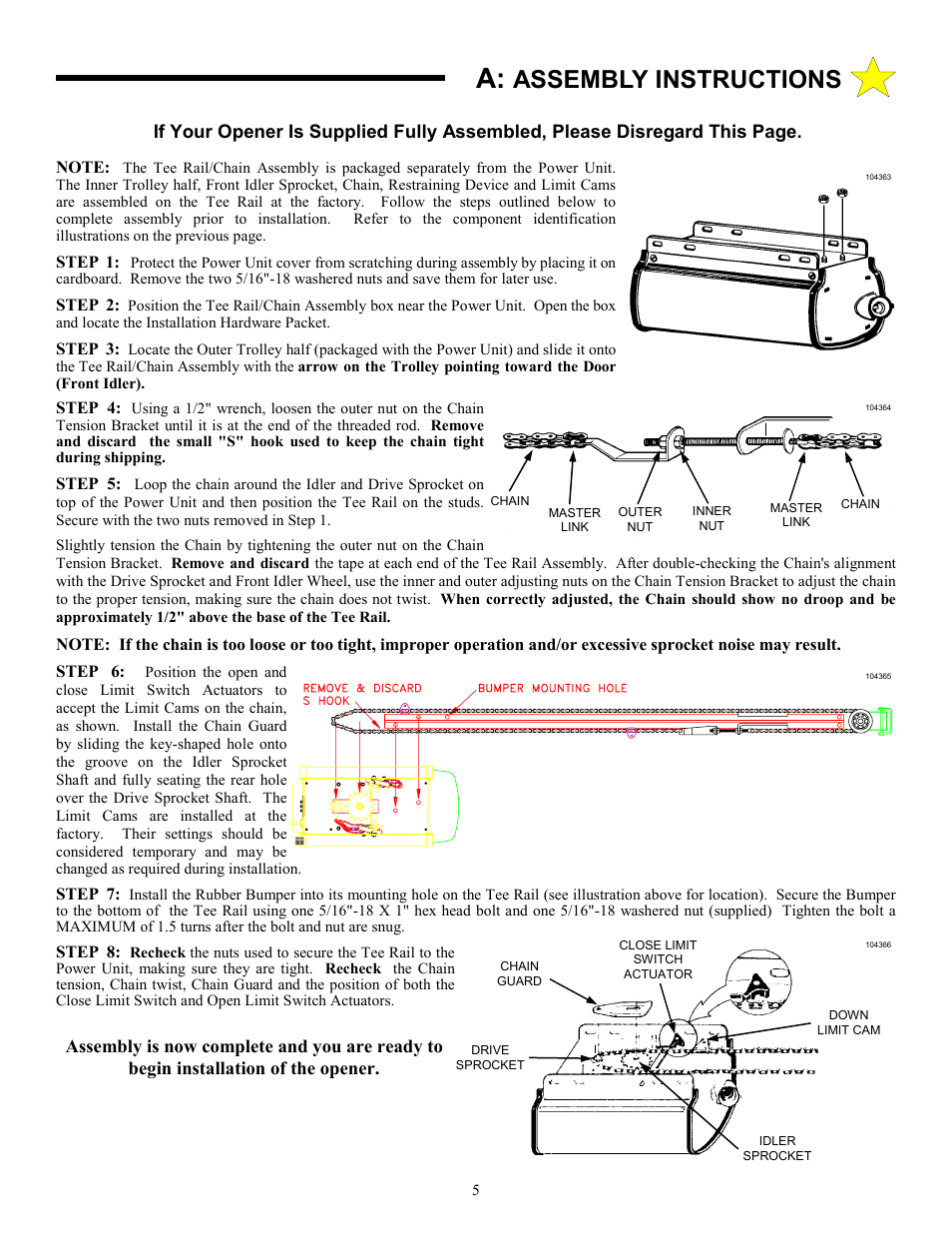 Assembly instructions | Allstar Products Group J6500 User Manual | Page 5 / 24