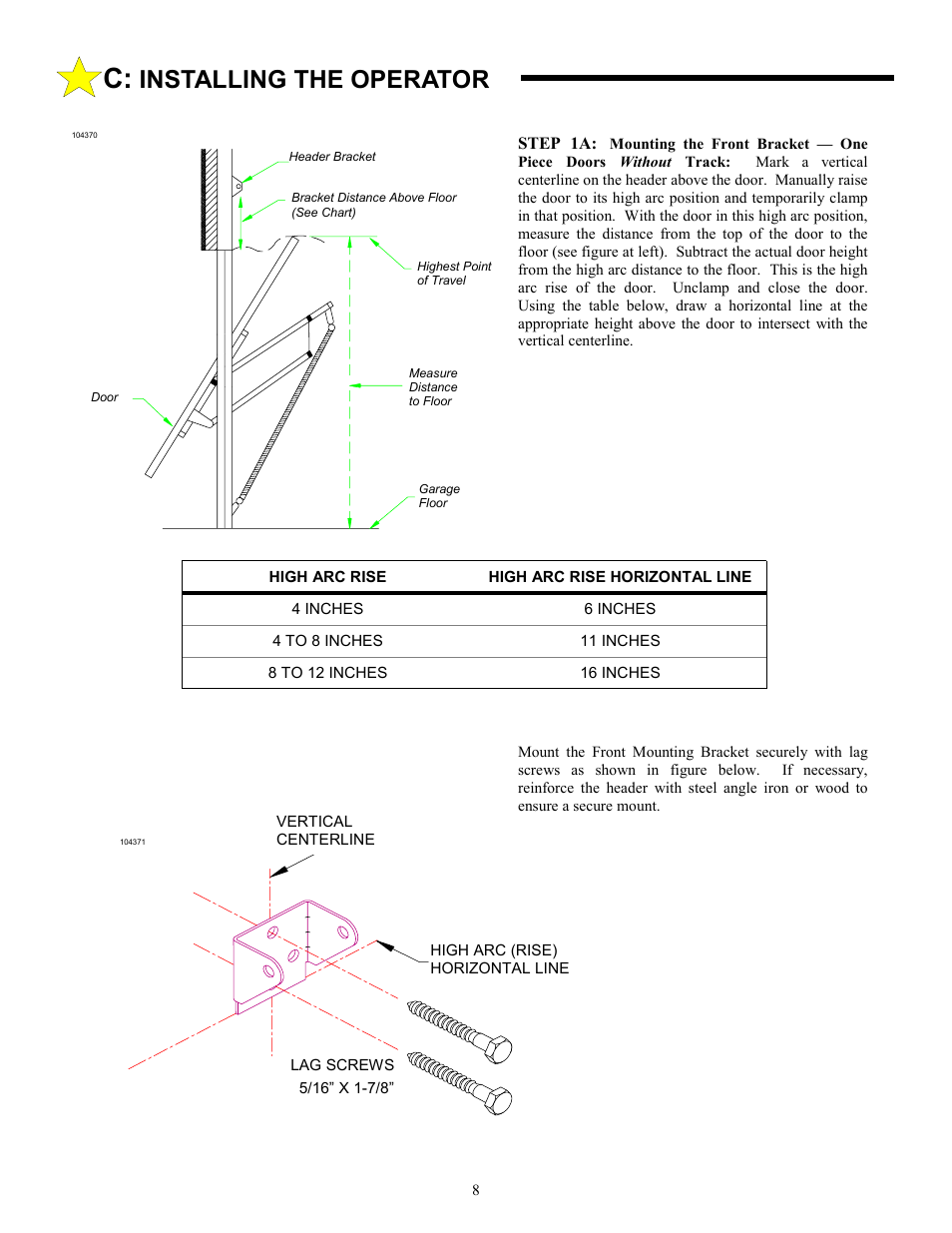 Installing the operator | Allstar Products Group J6500 User Manual | Page 8 / 24