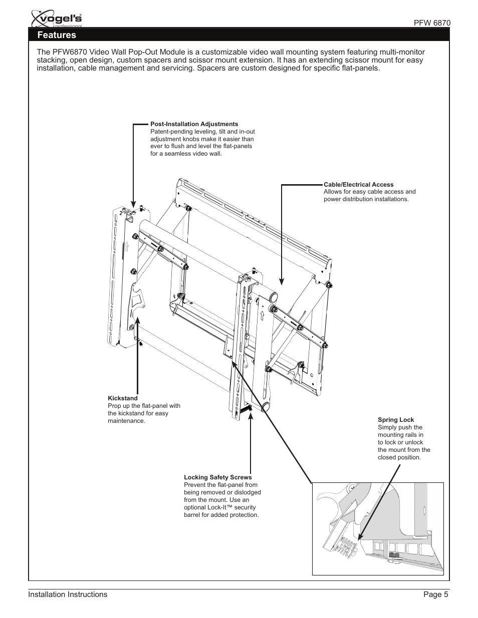Features | Vogels PFW 6870 User Manual | Page 5 / 16