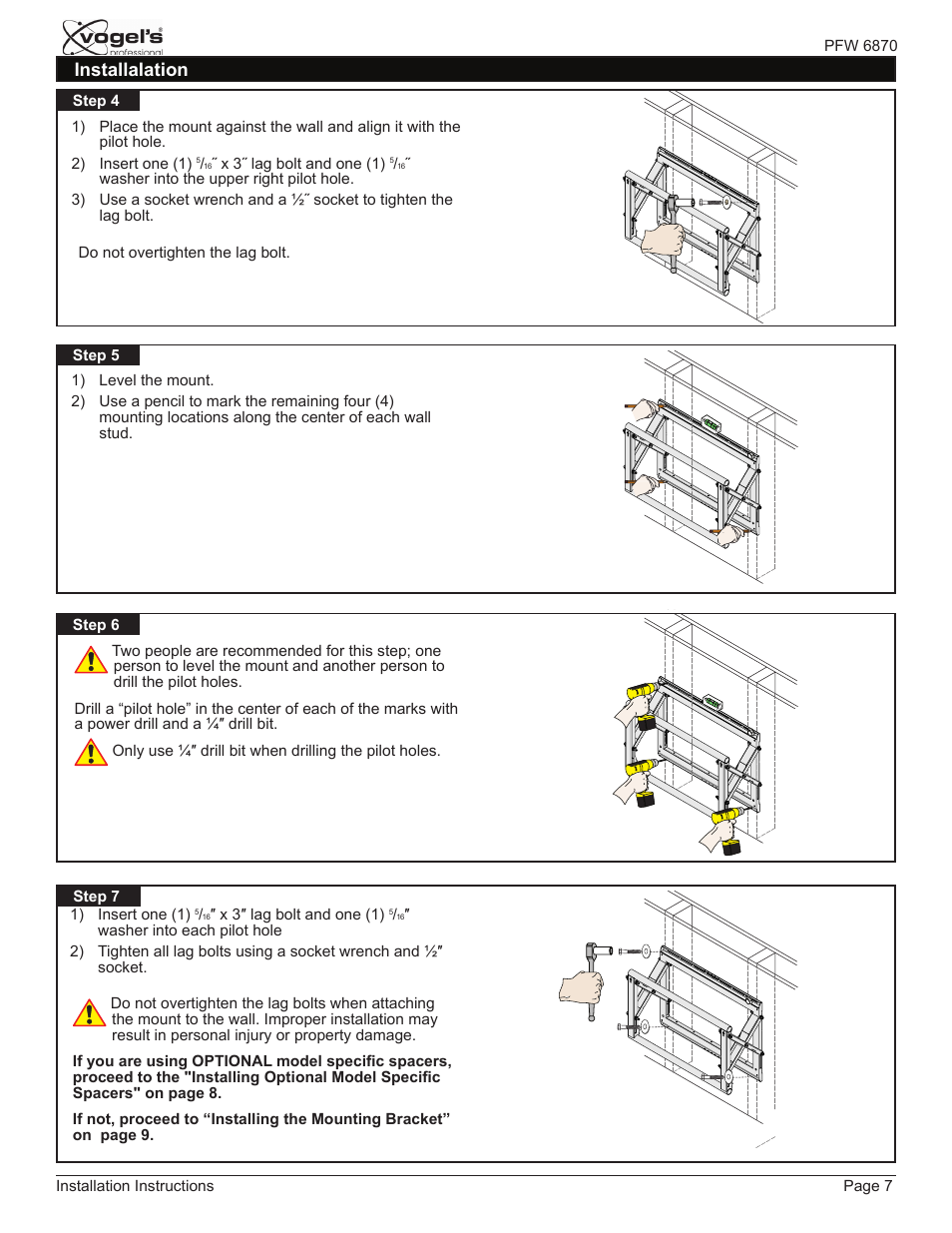 Installalation | Vogels PFW 6870 User Manual | Page 7 / 16