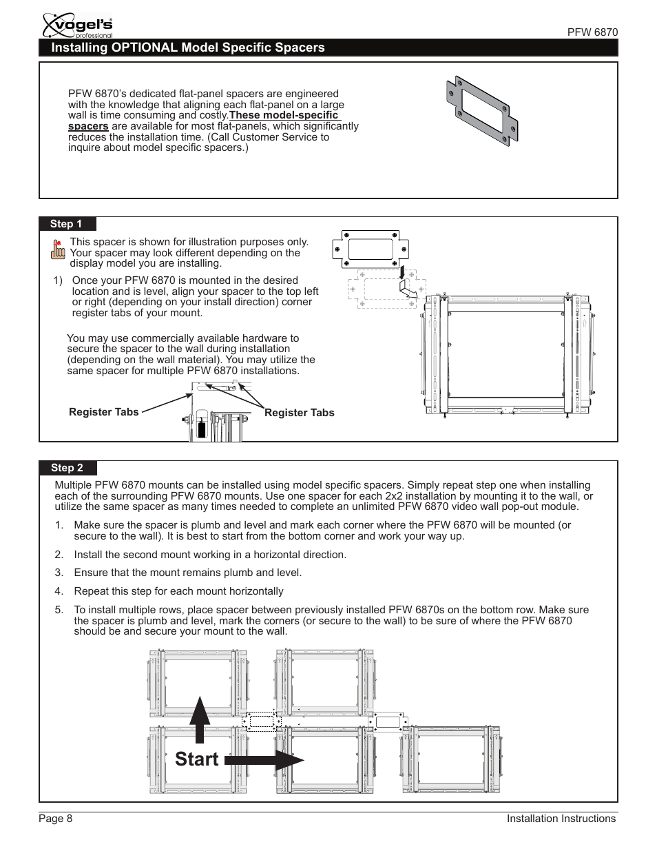 Start | Vogels PFW 6870 User Manual | Page 8 / 16