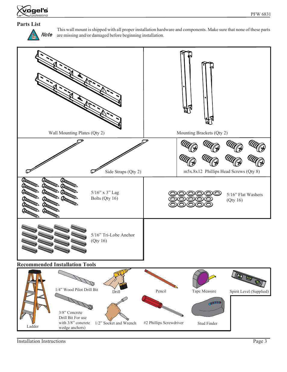 Vogels PFW 6831 User Manual | Page 3 / 8