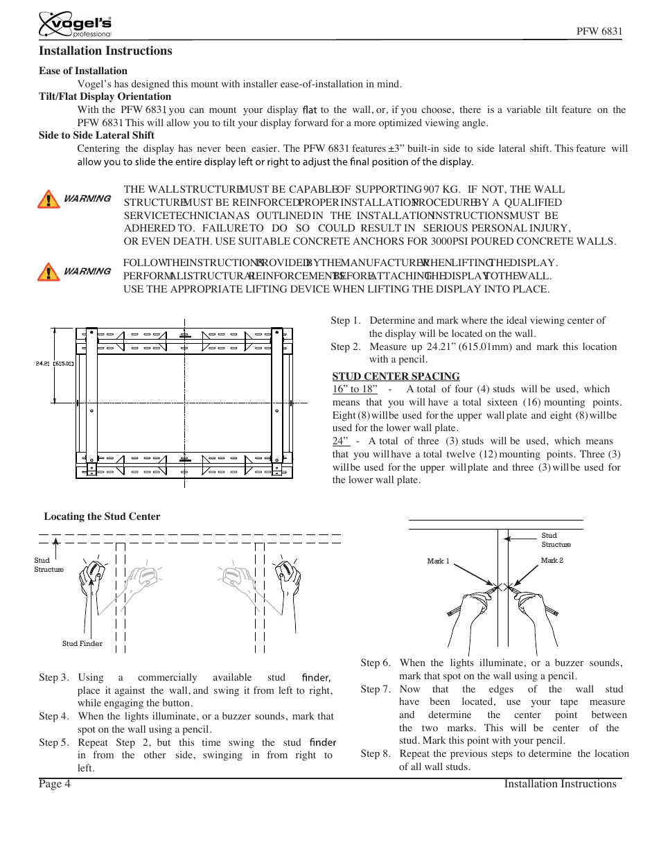 Vogels PFW 6831 User Manual | Page 4 / 8