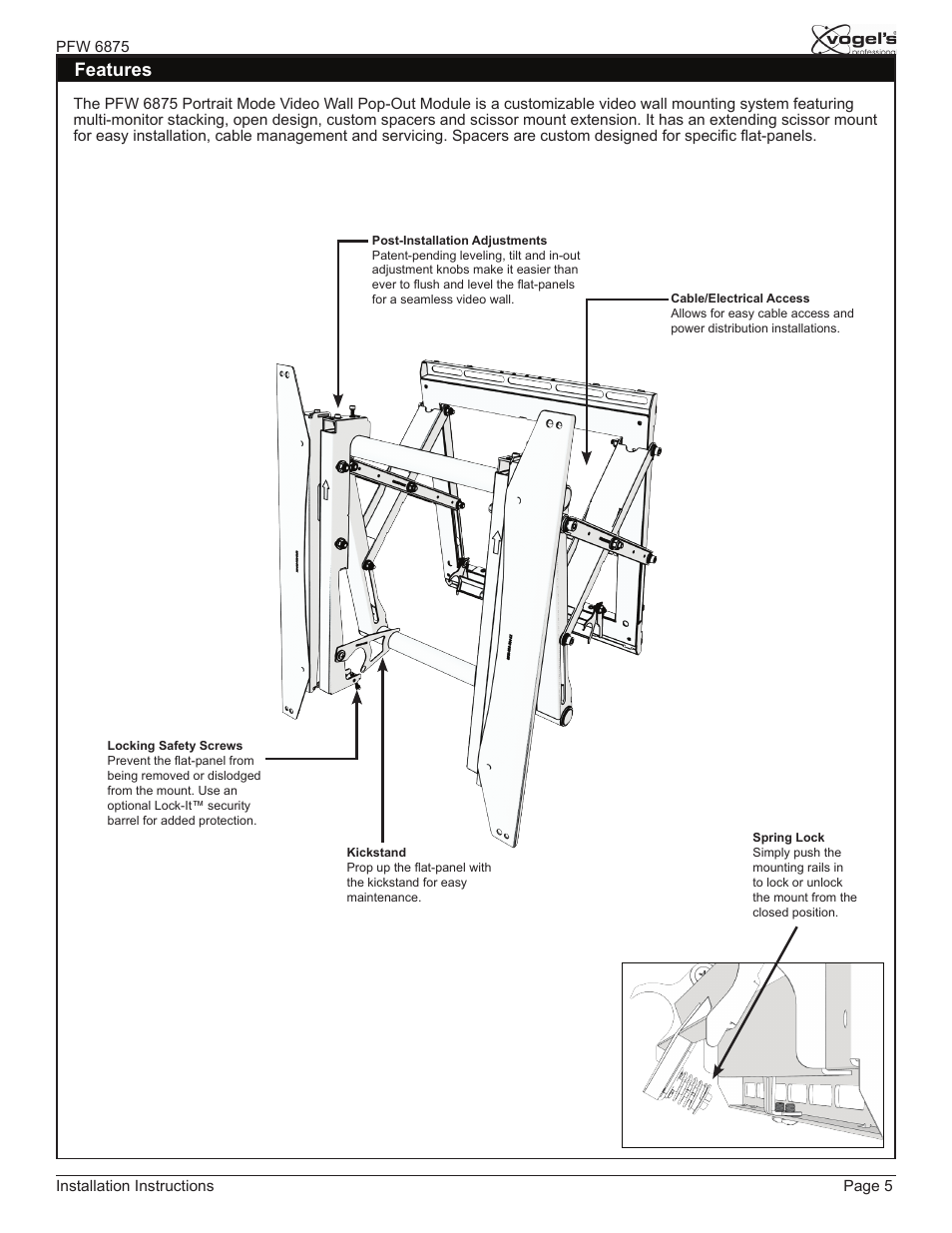 Features | Vogels PFW 6875 User Manual | Page 5 / 16