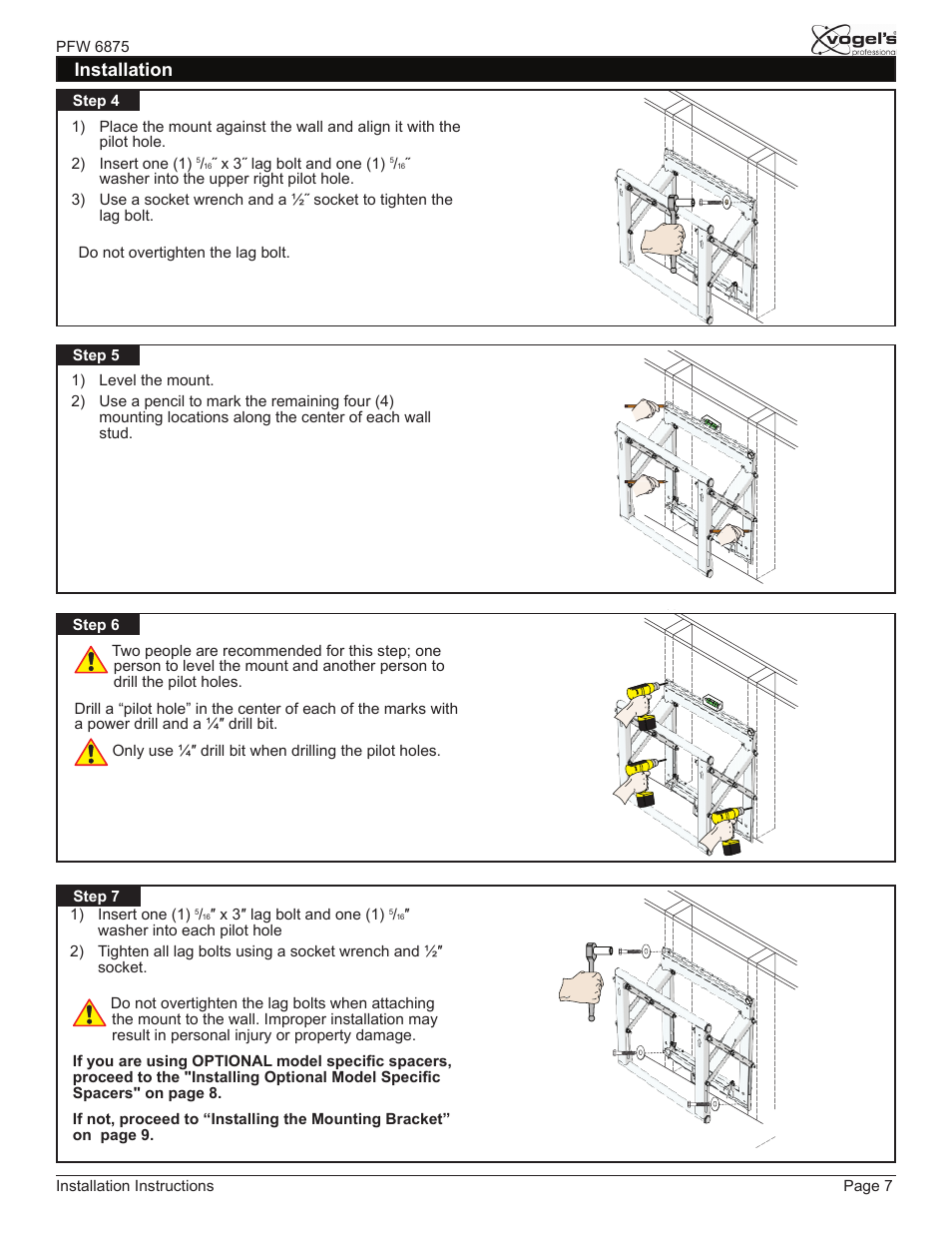 Installation | Vogels PFW 6875 User Manual | Page 7 / 16