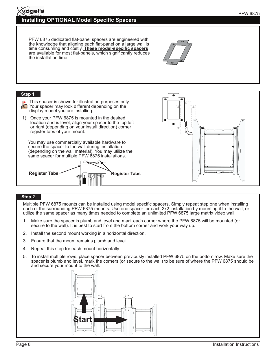 Start | Vogels PFW 6875 User Manual | Page 8 / 16