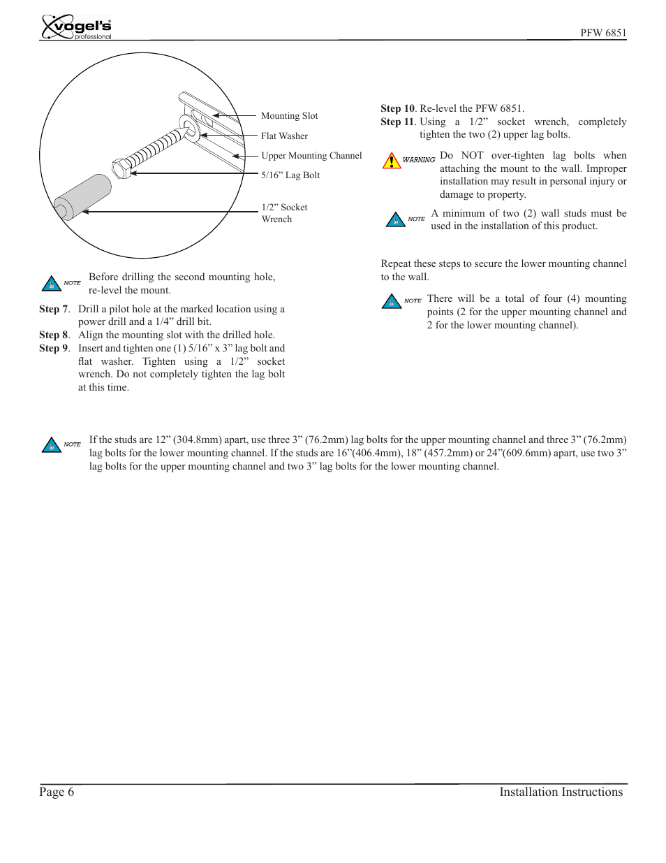 Vogels PFW 6851 User Manual | Page 6 / 14