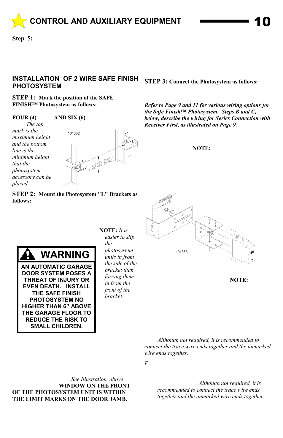 Warning, Control and auxiliary equipment | Allstar Products Group MVP-SB User Manual | Page 10 / 20