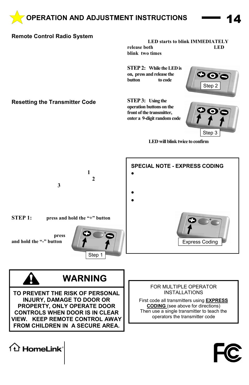 Warning, Operation and adjustment instructions | Allstar Products Group MVP-SB User Manual | Page 14 / 20