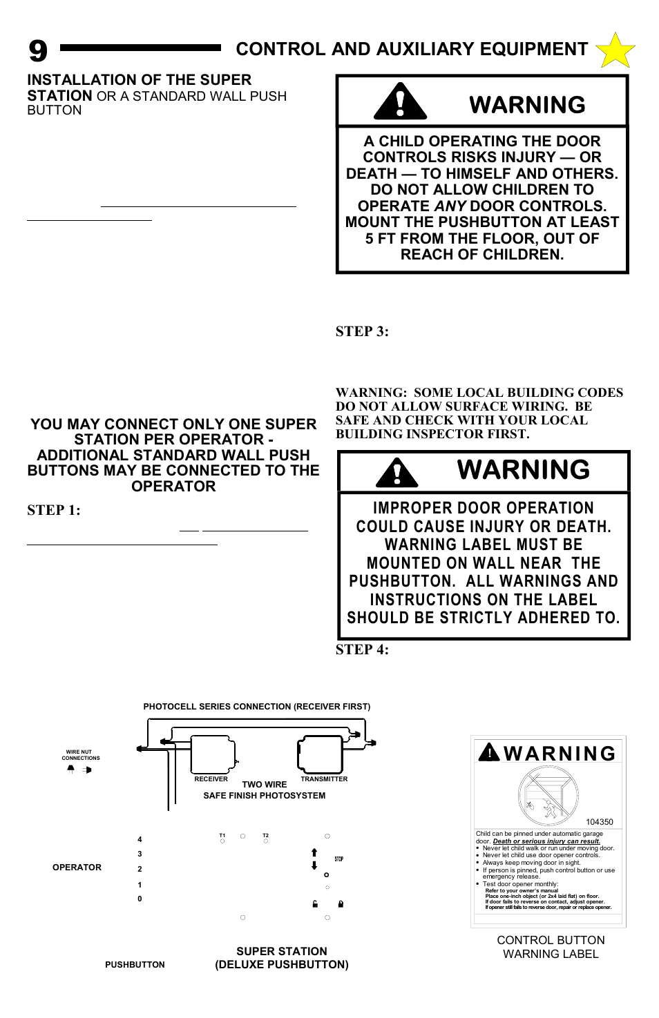Warning, Control and auxiliary equipment | Allstar Products Group MVP-SB User Manual | Page 9 / 20