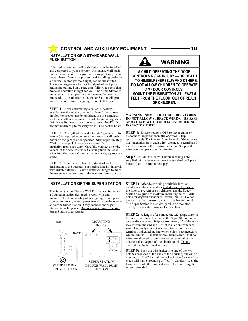 Warning, Control and auxiliary equipment | Allstar Products Group MVP-SQ User Manual | Page 10 / 20