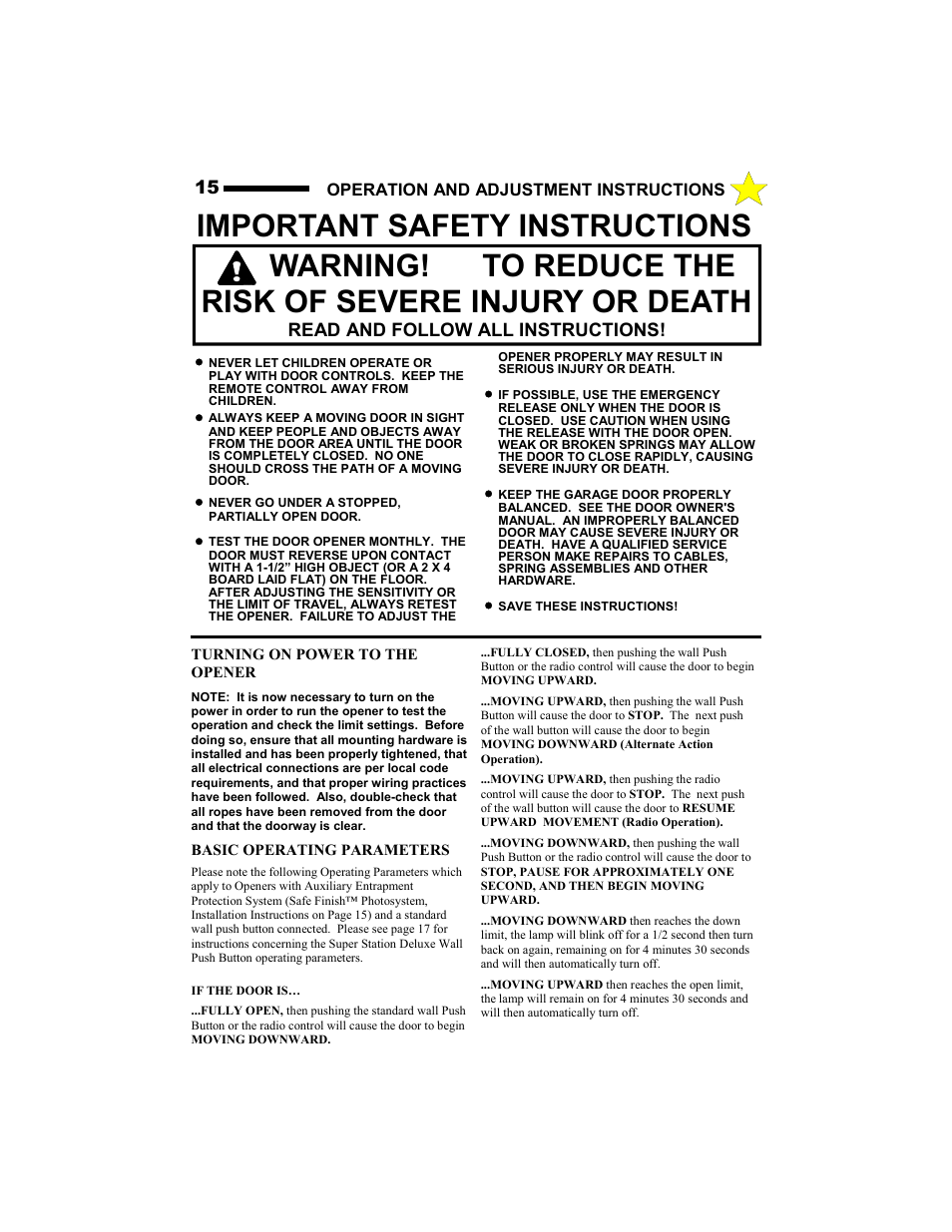 Important safety instructions, Read and follow all instructions | Allstar Products Group MVP-SQ User Manual | Page 15 / 20