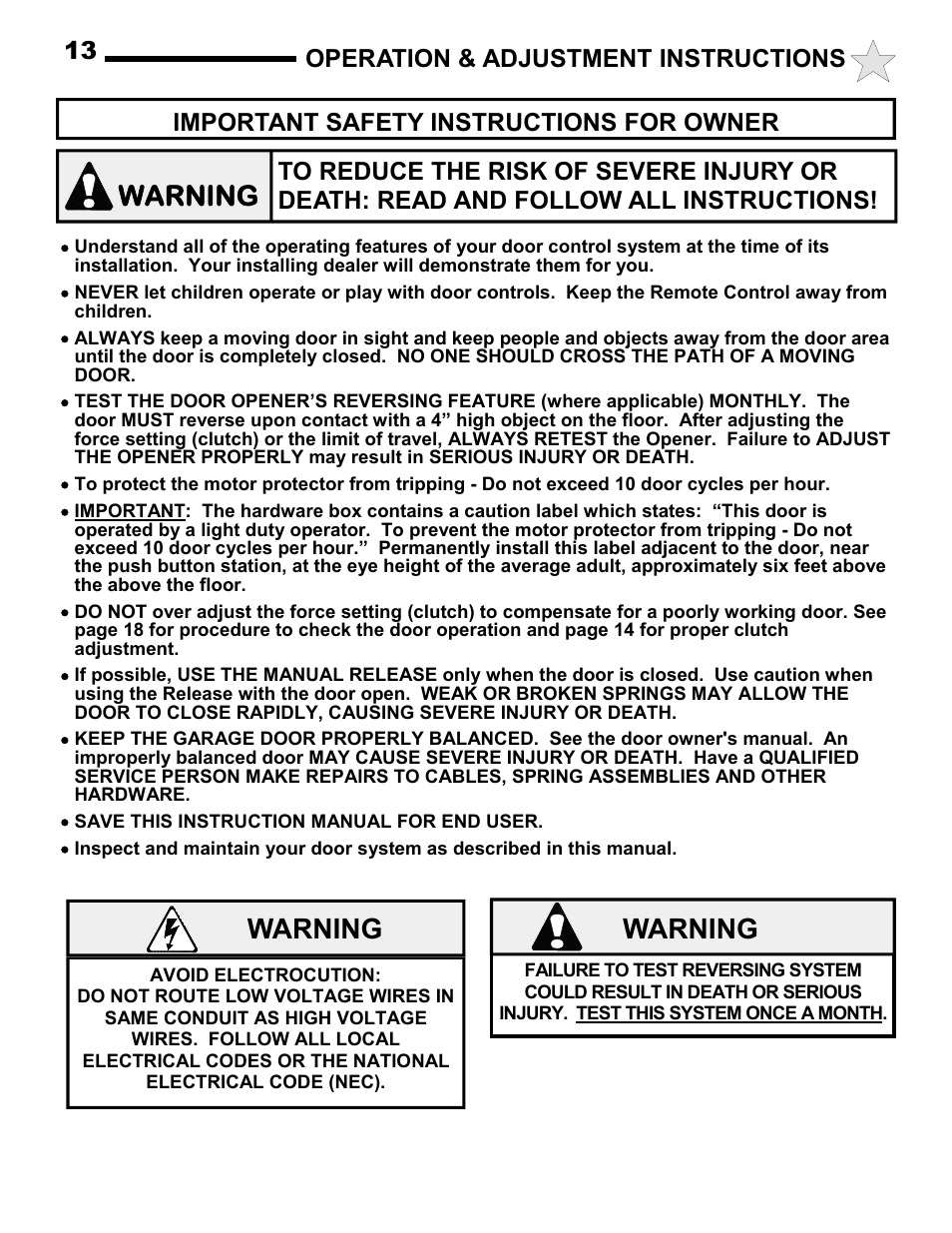 Warning | Allstar Products Group MH5011S User Manual | Page 13 / 20