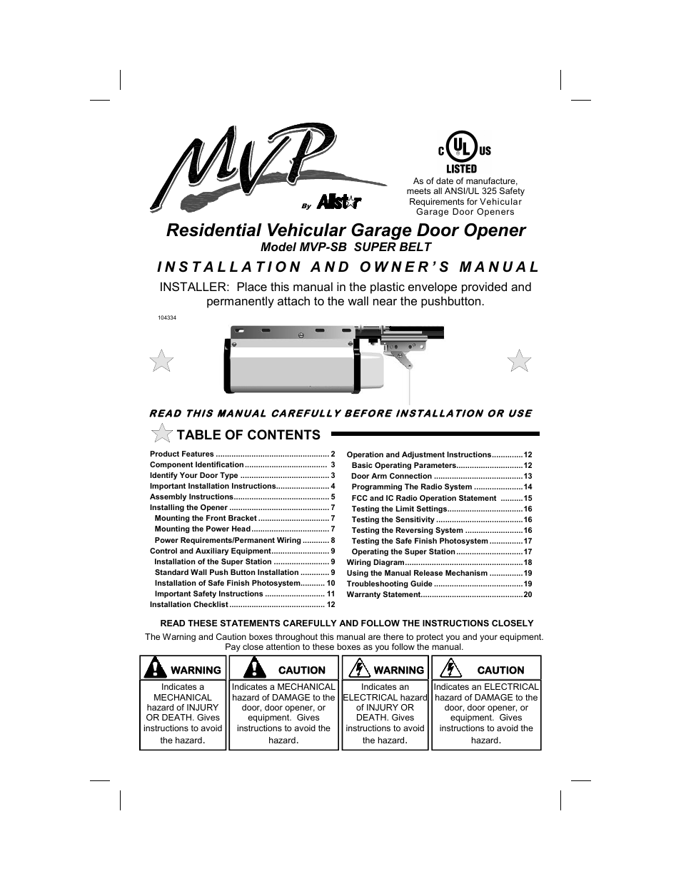 Allstar Products Group SUPER BELT MVP-SB User Manual | 20 pages