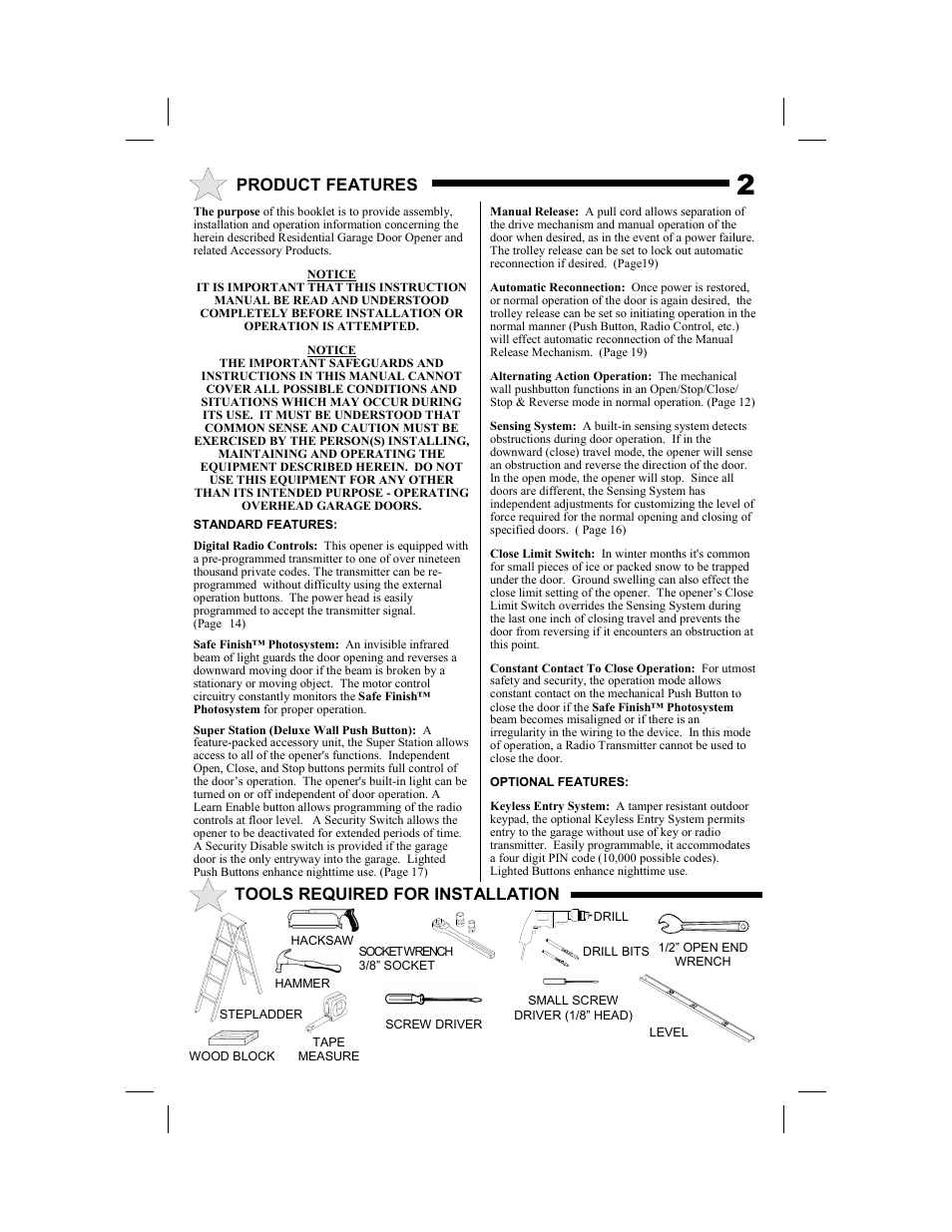 Product features, Tools required for installation | Allstar Products Group SUPER BELT MVP-SB User Manual | Page 2 / 20